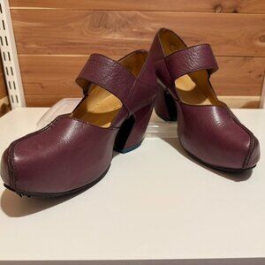 John Fluevog Plum Mary Jane Chunky Heels